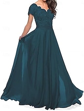 preiswerte Bodenlänge-A-Linie Brautmutterkleid Elegant Herzförmiger Ausschnitt Bodenlang Polyester Kurzarm mit Falten 2025