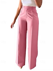 economico gamba larga e vita alta-Per donna Pantaloni Eleganti Gamba larga Streetwear Casual Lunghezza intera Naturale Semplice Tasca Elastico in vita Comodo All&#039;aperto Confortevole All&#039;aperto Vacanza Abbigliamento casual alla moda