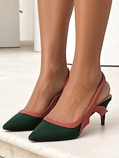 economico tacchi kitten-Scarpe con tacco a spillo color block verde e ruggine da donna, décolleté con tacco basso e punta affilata per appuntamenti casual e outfit chic di tutti i giorni