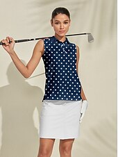 economico Polo e quarterzip-Per donna Polo da golf Blu scuro Senza Maniche Top Abbigliamento da golf da donna Abbigliamento Abiti Abbigliamento