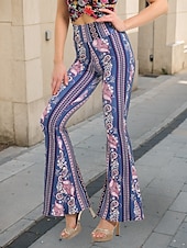 billige -Dame Leggings Årgang Etnisk stil Full lengde Høy Midje Paisly Printer comfy Myk Bekvem Mikroelastisk utendørs Gate Svart Hvit Rosa Blå Sommer Vår Høst Slank Fasong