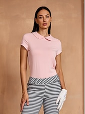 billiga Polos &amp;amp; kvartsdragkedjor-Dam Vandringspolotröja Yanrosa Svart Vit Kortärmad Skjorta Golfkläder för damer Kläder Outfits Bär kläder