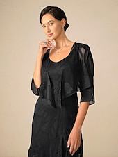 billige Dressy topper-Dame Trekker på skuldrene Helfarge Elegant Stilfull Fritid 3/4 ermer Asymmetrisk Crop Tops Bryllupsgjest Strandbryllup Salvie Grøn Svart Hvit Rosa Rød Sommer Vår Høst