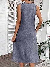 preiswerte Weißes Kleid-Damen Midikleid Sommerkleid A Linie Kleid Urlaub Party Lässig Geburtstag Täglich Ferien Normale Passform Grafik Einfach Ärmellos Rundhalsausschnitt Marineblau Rosa Blau Grau Sommer
