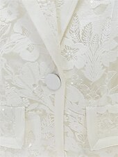 baratos Terninhos de calça da mamãe-Conjunto de Calças Vestido da Mãe da Noiva Vestido Elegante Colarinho de Camisa Comprimento do Tornozelo Renda Mangas Longas com Cor Sólida