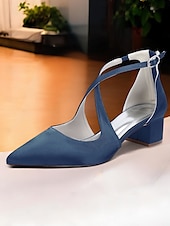 abordables cocktail-Escarpins à talons carrés et bout pointu en satin ivoire pour femmes - chaussures élégantes à brides croisées pour banquets formels et cocktails