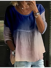 economico Top Semplici da Donna-Per donna Blusa Gradiente di Colore Elegante Manica 3/4 Girocollo Top Regolari Quotidiano Ferie Stampato Rosa Blu marino Blu Viola Estate