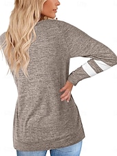 billiga Randig och geometrisk t-shirt-Dam T-shirt Randig Mode Stylish Modern Långärmad V-hals Vanliga toppar Dagligen Helgen Mönster Svart Blå Grön Kaki Sommar