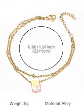 abordables Bracelet pour femme-Bracelet de cheville double couche avec pendentif cœur en or pour femme – bijou délicat pour la plage avec chaîne perlée pour les sorties estivales et les vacances