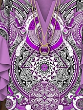 levne Dámské boho topy-Dámské Halenka Grafika Geometrický Elegantní Čechy Geleneksel 3/4 délka rukávu Do V Běžné topy Denní Dovolená Oblečení na dovolenou Volány Tisk Žlutá Světlá růžová Vodní modrá Fialová Trávová zelená