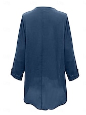 voordelige Overhemden-Dames Katoenen linnen overhemden Bloemig Basic Casual Lange mouw Overhemdkraag Normale tops Dagelijks Afdrukken Blozend Roze Marineblauw Fuchsia Groen Zomer Herfst