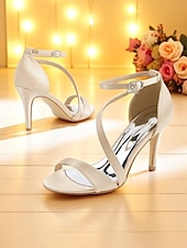 Недорогие Туфли на каблуках-элегантные атласные туфли на каблуке с открытым носком для женщин - удобная шпилька с ремешком на щиколотке, идеально подходят для вечерних мероприятий