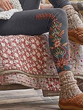 billige -Dame Bukser Anti gnagshorts Gatemote Fritid Full lengde Naturlig Blomsternål i krystall Printer comfy Utendørs Elastisk utendørs Feriereise Gate Grå Høst Normal