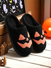 cheap Shoes For Women-Women&#039;s Halloween Pumpkin Face Slippers - Cozy Orange Plush Indoor Shoes with Jack-O&#039;-Lantern Design for Fall Nights,Costume Parties &amp; Gifts