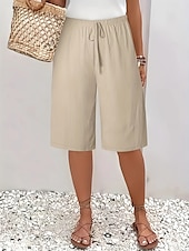 abordables Shorts-Femmes Mi-long Droit Confort Chino Longueur Genou Naturel Uni Basique Doux Confortable Décontracté Décontracté Quotidien Carmin Abricot Noir Blanche Été Coupe Ample
