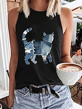 billige Dyr Tank Top-Dame Singleter Grafisk Dragonfly Stilfull Fritid Ermeløs Crew-hals Vanlige topper Daglig Trykt mønster Svart Hvit Rosa Navyblå Blå Sommer Vår