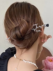 お買い得  ハロウィンアクセサリー-女性用ゴシックローズヘアピンヴィンテージ合金ヘアピンセット、レトロな枝デザインのヘアアクセサリー、ハロウィンパーティーやコスプレに最適