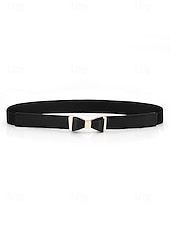 cheap Women&#039;s Belt-Women’s Bowknot Elastic Waist Belt – Faux Leather Dress Belt with Metal Buckle, Elegant Skinny Style for Office, Party or Formal Outfits