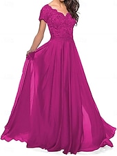 preiswerte Bodenlänge-A-Linie Brautmutterkleid Elegant Herzförmiger Ausschnitt Bodenlang Polyester Kurzarm mit Falten 2025
