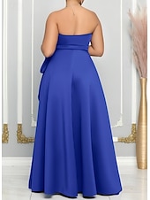 cheap Wedding Guest Dresses-A-Line Wedding Guest Dresses Elegant Dress Wedding Guest Engagement Floor Length Sleeveless Sweetheart Satin with Slit Butterfly