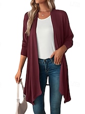 abordables Manteaux &amp; trenchs-Femmes Manteau Chaud Confortable Ourlet irrégulier Mode Extérieur Uni Sortir Week-end Cardigan Long Sans Col Coupe régulière manche longue Vêtements d&#039;extérieur Noir Blanche Rose Claire Automne Hiver