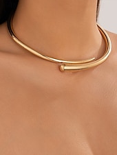 economico Collana da donna-Set di collana, bracciale e anello in argento e oro da donna, gioielli dal design semplice e aperto per donne alla moda, adatti per feste, ufficio e look quotidiani eleganti.