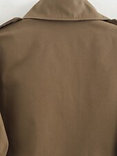 preiswerte Hemdjacken-Damen Freizeitjacke Bequem Knöpfe Tasche Mode Modern Einfach Täglich Ausgehen Doppelreihig Regulär Umlegekragen Normale Passform Langarm Oberbekleidung Schwarz Braun Khaki Herbst Winter