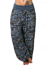 economico gamba larga e vita alta-Per donna Pantaloni Pantaloni Palazzo Moda Boho Lunghezza intera Misura del girovita medio Stampa Mimetico Elastico in vita Comodo Confortevole Micro-elastico Streetwear Abbigliamento quotidiano