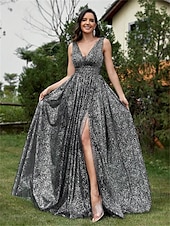 abordables NOIR-Robes de Quinceanera A-Line robe élégante robe formelle longueur de sol sans manches en V dos en sequins avec strass