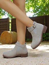 cheap Ankle Boots-Women&#039;s Brown Ankle Boots – Fall Boots with Buckle Strap for Oktoberfest, Farm Markets, Beer Festival and Rustic Outdoor Days