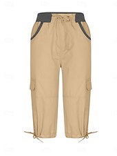 billiga Byxor-Dam Militärbyxor Semester Mode Streetwear Vadlängd Hög midja Slät Ficka Bekväm Mjuk Microelastisk Utomhus Gata Gul-Brun Svart Vit Orange Sommar Normal