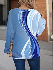 voordelige Hoodies en sweatshirts-Dames Sweatshirts met rits Grafisch Geometrisch Abstract Casual Lange mouw Strakke ronde hals Normale tops Straat Dagelijks gebruik Halve rits Afdrukken Blozend Roze blauw Paars Groen Herfst Winter