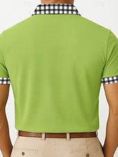 billiga Semester-Herr Golftröja Semester Arbete Kavajslag Ribbstickad polokrage Kortärmad Grundläggande Modern Färgblock Lappverk Knappar Sommar Vår Vår &amp; sommar Normal Vit Gul Marinblå Grön Golftröja