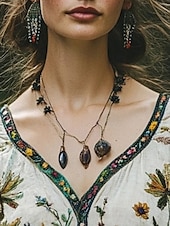 abordables Tops Boho-Blusa estilo bohemio estilo occidental para mujer, blusa con flores, moderna, informal, de manga larga, cuello en V, blusas de estilo regular, para uso diario, vacaciones, salidas, estampado beige,