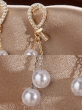 preiswerte Damen Ohrringe-Damen-Ohrringe aus Kunstperlen mit Strass-Tropfendesign, eleganter goldener Hängerstil, geeignet für Pendeln, Büro, Hochzeit, Party und Abend