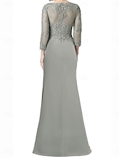 cheap Floor Length-A-Line Mother of the Bride Dress Elegant V Neck Floor Length Chiffon 3/4 Length Sleeve with Pleats 2025