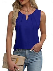 olcso Egyszerű ujjatlan felső-Női Camisole Tank Top Tömör szín Napi Alkalmi Ujjatlan Pántos Normál felsők Napi Kivágott Fehér Arcpír rózsaszín Medence Sárgabarack Nyár Tavasz