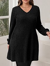 economico Abiti in maglia-Per donna Mini Abito Abito in maglia Casual Casuale Vestibilità regolare Semplice Manica Lunga Scollo a V Nero Marrone Verde Grigio Autunno Inverno