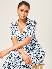 economico Abiti floreali-Per donna Femminile Vestito Casual Abito Midi Eco Green sabbia calda Blu Manica Corta Geometrico Estate Scollo a V Stampa XS S M