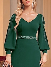 abordables VERT-Ligne A Robes de Quinceanera Élégant Robe Formel Mariage Longueur au sol manche longue Col en V Satin avec Perlage 2025
