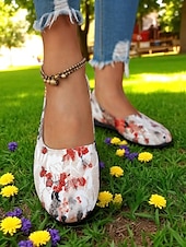 abordables Ballerines femme-Ballerines fleuries pour femmes – chaussures légères et décontractées à bout rond pour dames, idéales pour les promenades au parc, les pique-niques printaniers et le confort quotidien