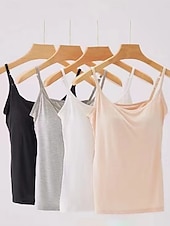 billiga Enkel linne-Dam Camisole linne Ensfärgat Dagligen Grundläggande Ledigt Ärmlös Axelband Vanliga toppar Dagligen Öppen rygg Svart Purpur Grön Beige Sommar