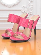 abordables Fête de la Vie Nocturne-Sandales à talons hauts jaunes à motif crocodile pour femmes avec bride à boucle - Chaussures de soirée audacieuses à bout ouvert pour la vie nocturne, les clubs et les événements estivaux