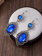 abordables Boucle d&amp;#39;oreille pour femme-Boucles d&#039;oreilles pendantes gothiques vintage pour femmes avec pierre précieuse rouge, design pendant en filigrane d&#039;argent antique pour fête d&#039;Halloween et cosplay