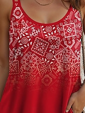 levne Boho tílko-Dámské Tílko do košilky Tónované Grafika Geometrický Vinobraní stylové Bez rukávů Kopeček Běžné topy Denní Dovolená Tisk Rubínově červená Vodní modrá Fialová Trávová zelená Léto Jaro