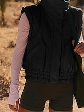 abordables Gilet-Femmes Chemisier Uni Moderne Occasionnel Sans manches Col roulé Hauts Réguliers Fête Sortir Fermeture éclair Noir Blanche Violet Marron Abricot Automne