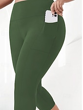 abordables Sports Grande Taille &amp; Grossesse-Femmes leggings de pilates Jambières Capri pantalon de sport Avec Poches Léger Pilates Salle de sport Course Leggings Capri Couleur Unie Gris foncé Noir Vert Véronèse Grande taille Des sports Tenues