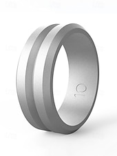 economico Gioielli da uomo-fede nuziale in silicone da uomo con design a doppia scanalatura – elastico leggero da 8 mm per stili di vita attivi, allenamenti in palestra e sport all&#039;aria aperta