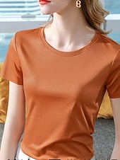 economico T-shirt semplice-Per donna Maglietta Semplice Essenziale Moderno Manica Corta Girocollo Top Regolari Quotidiano Weekend Nero Bianco Viola Arancione Estate