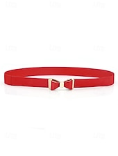 cheap Women&#039;s Belt-Women’s Bowknot Elastic Waist Belt – Faux Leather Dress Belt with Metal Buckle, Elegant Skinny Style for Office, Party or Formal Outfits